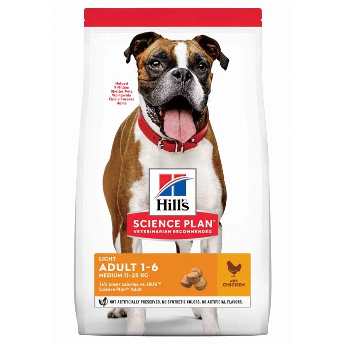 Hill's Science Plan Adult Light Croquettes Pour Chien Médium Au Poulet 3 Hill's Science Plan Adult Light Croquettes Pour Chien Médium Au Poulet