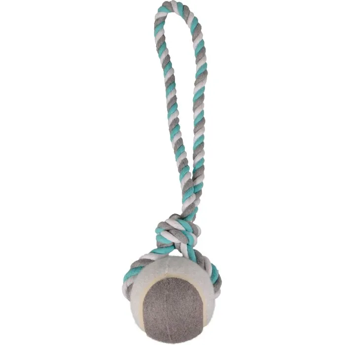 Flamingo Jouet Chien Jim En Coton Corde De Tirage Tennis Menthe/blanc/gris L Dia. 9,5cm/50cm 3 Flamingo Jouet Chien Jim En Coton Corde De Tirage Tennis Menthe/blanc/gris L Dia. 9,5cm/50cm