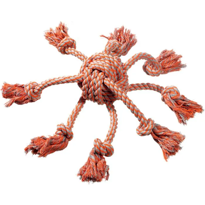 Flamingo Jouet Chien James Octopus En Coton Orange Balle Nouée Dia. 15cm/55cm 3 Flamingo Jouet Chien James Octopus En Coton Orange Balle Nouée Dia. 15cm/55cm